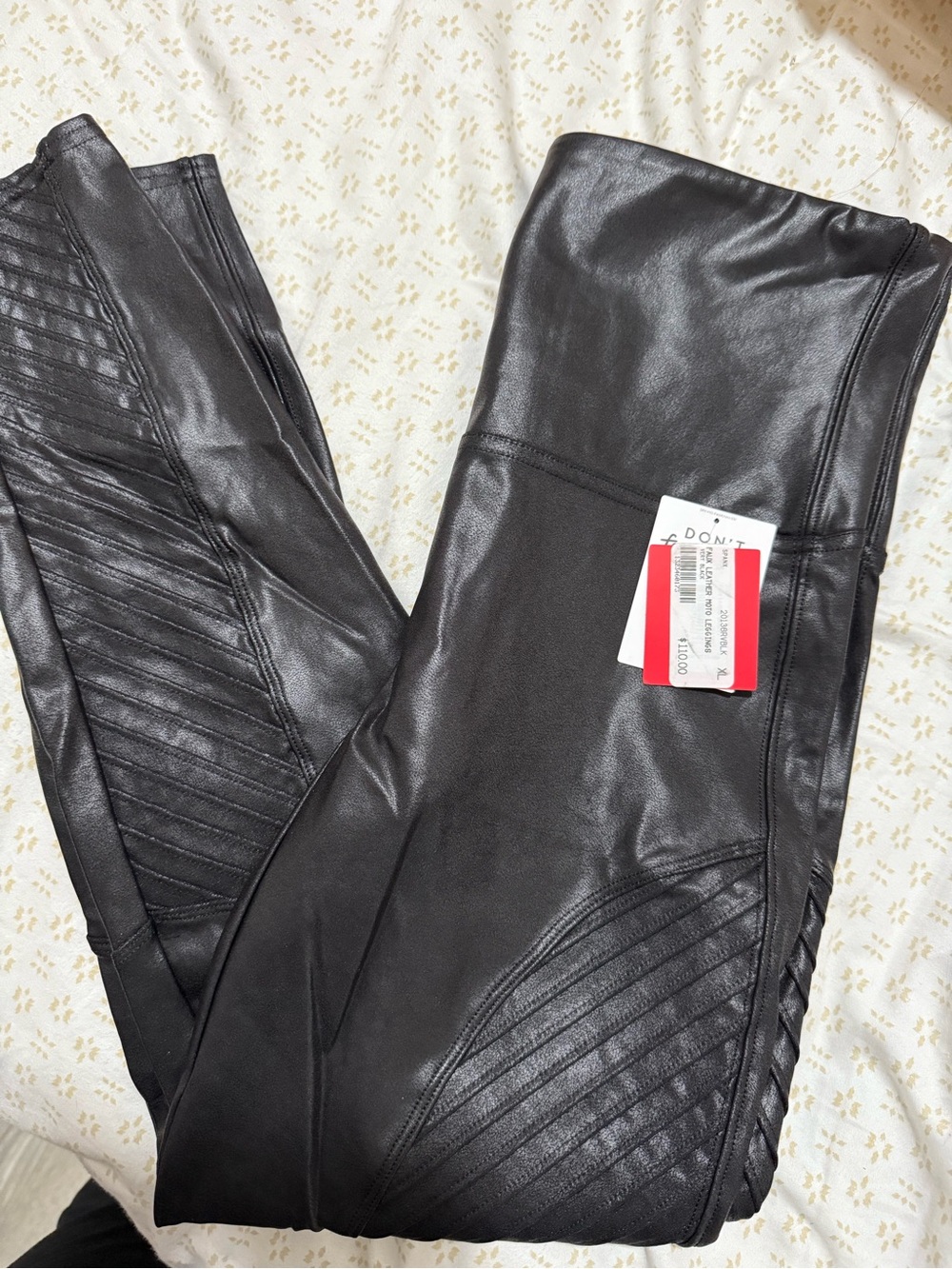 SPANX Black Faux Leather Moto-Style Jeggings